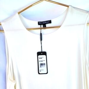 Picadilly Fashion Off-White Sleeveless Tunic Top